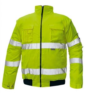 Jólláthatósági kabát sárga pilóta dzseki kapucnis L